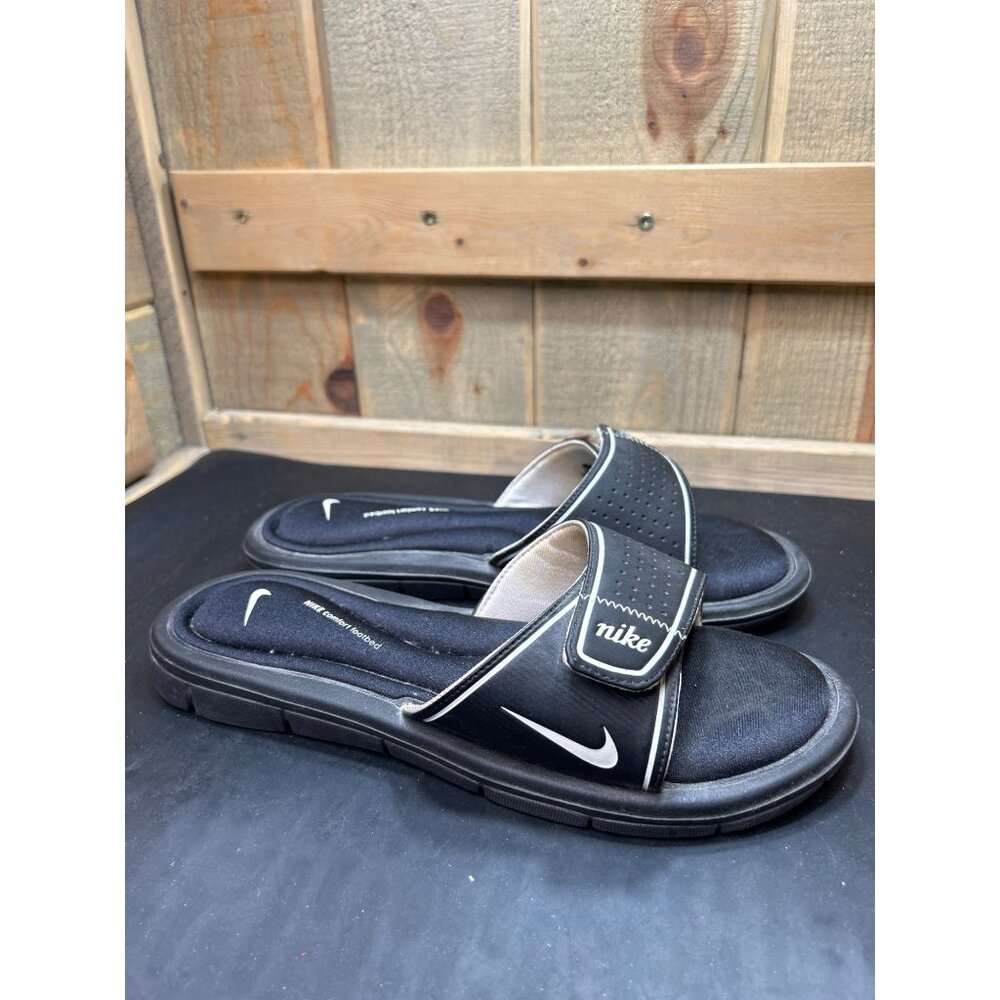 Nike Womens Comfort Footbed Slides Black Size 10 Hook & Loop Adjustable Strap Ca